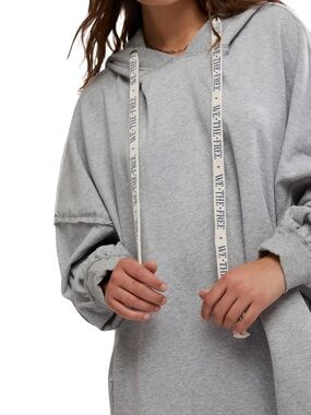 We The Free Light Gray Oversized Hoodie with Branded Drawstrings